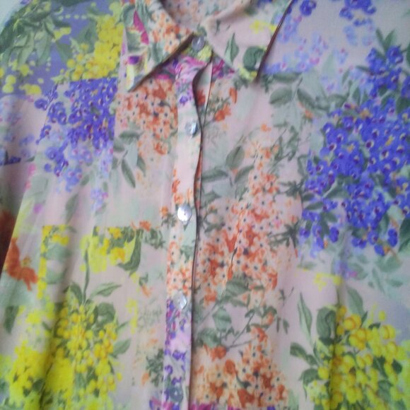 Nally & Millie Blue and Yellow Blouse Top - Picture 9 of 16